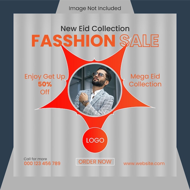 Social media banner design for eid fashion sale offer