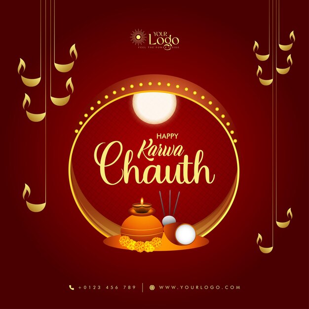 Дизайн баннера в социальных сетях для Karwa Chauth, Happy Karwa Chauth Post Design