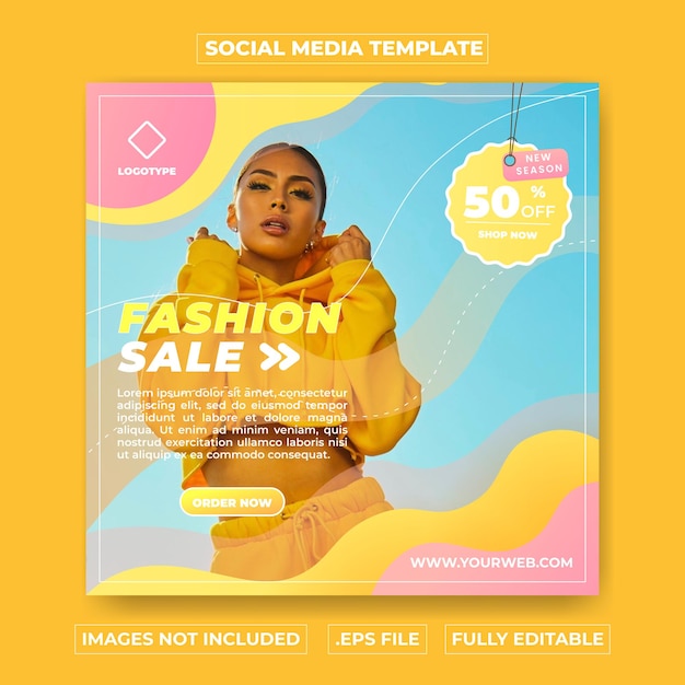 Social media banner fashion sale Vector template Premium Vector Eps file