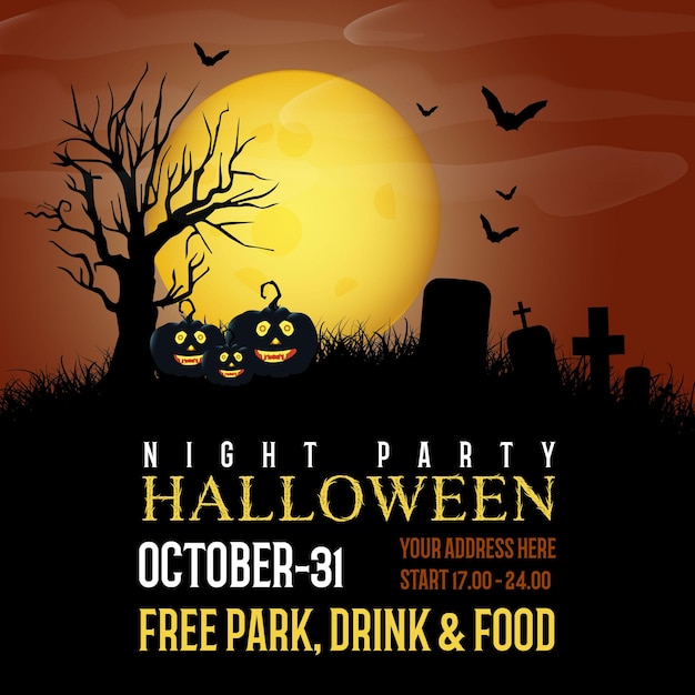 Social media banner of halloween. Scary zombie or ghost club party, festival, holiday celebration