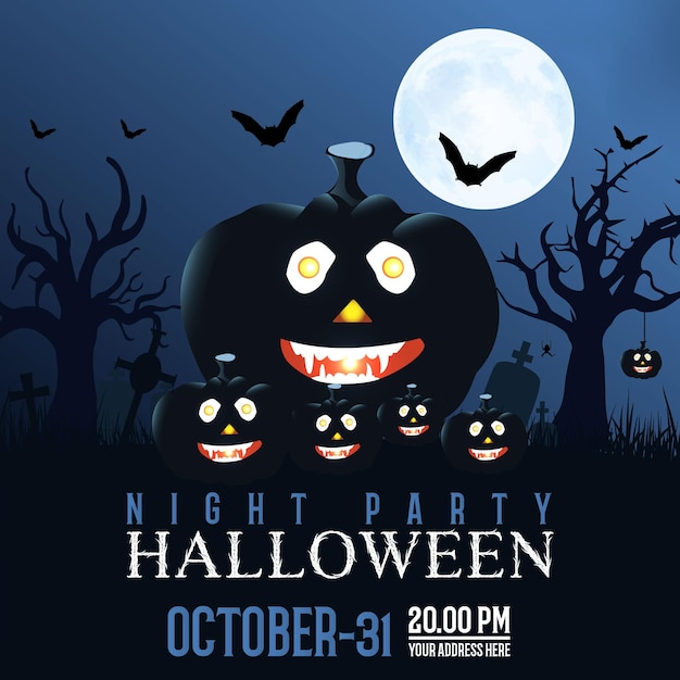 Social media banner of halloween. Scary zombie or ghost club party, festival, holiday celebration