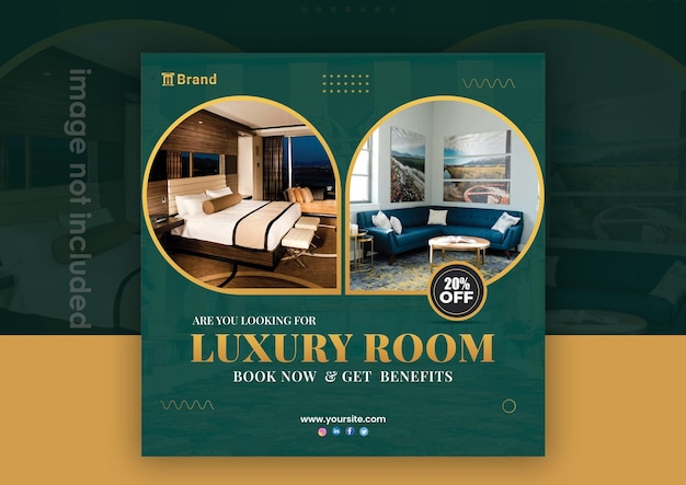 Social media banner for hotel and resort advertising