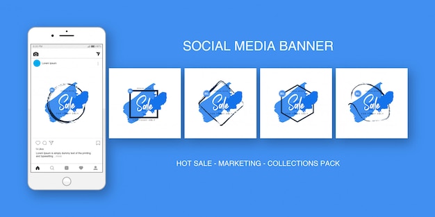 Social media banner instagram blauw collecties pakket