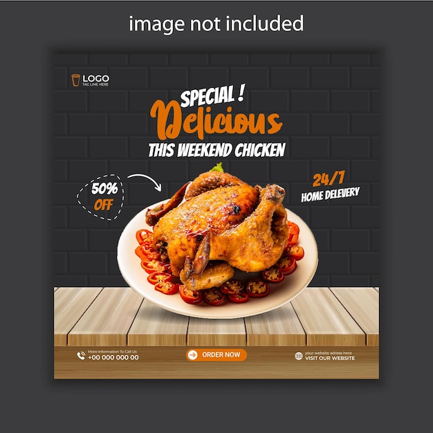 Social media banner post design template for food promotion on Instagram