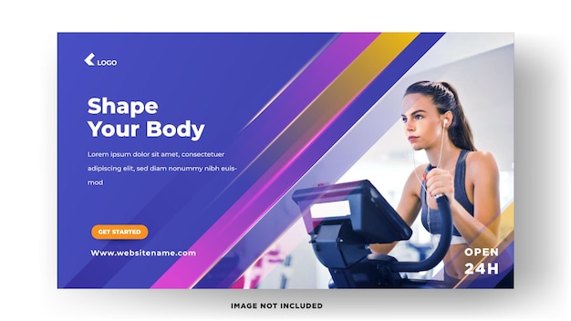 Social media banner templates. gym women's fitness. with elegant purple color