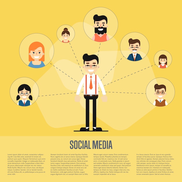 Vector social media banner with connected people