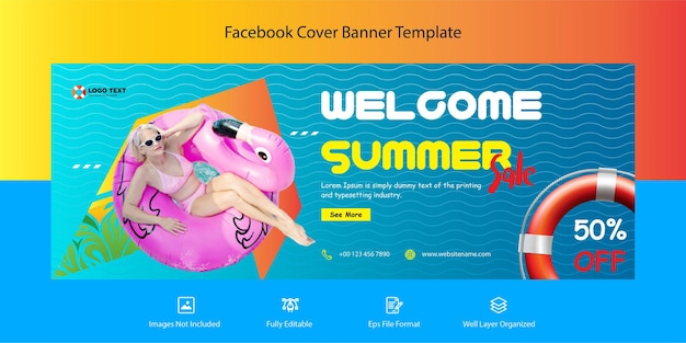 Social media banner zomer verkoop promotie aanbiedingen sjabloon