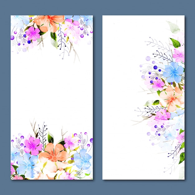 Vector social media banners with colorful flowers decoration.