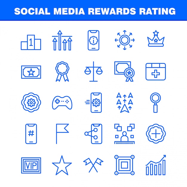 Social media beloningen rating line icon pack