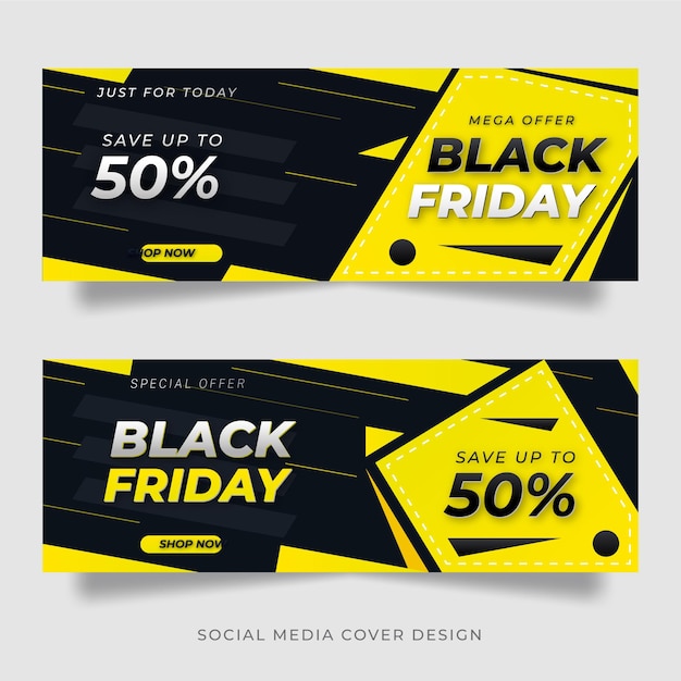 Vector social media black friday sale banner layout design template