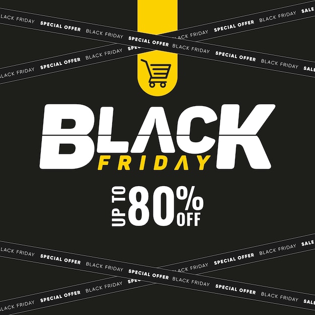 Vector social media black friday template with up to 50 off for sales