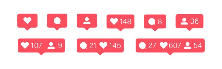 Vector social media bubble icon like follower and comment set button flat vector illustration for web app
