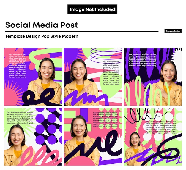 Vector social media bundle design color style trendy template