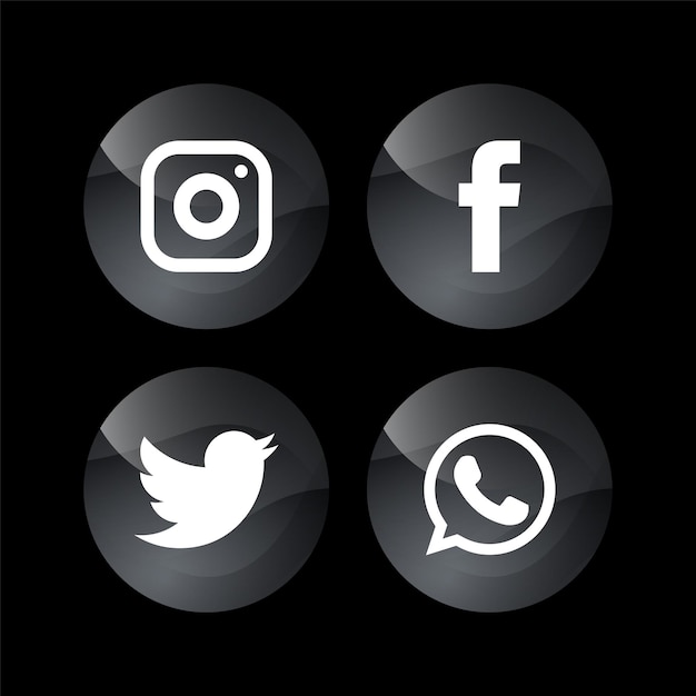 Vector social media button icon silver style