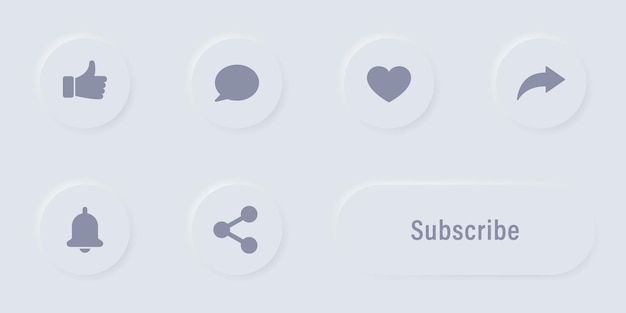 Social Media Button in Neumorphism Style Trend Digital Circle Element for Application Interface