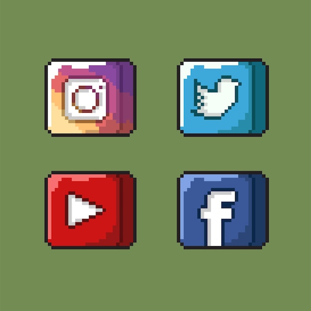 social media button in pixel art style