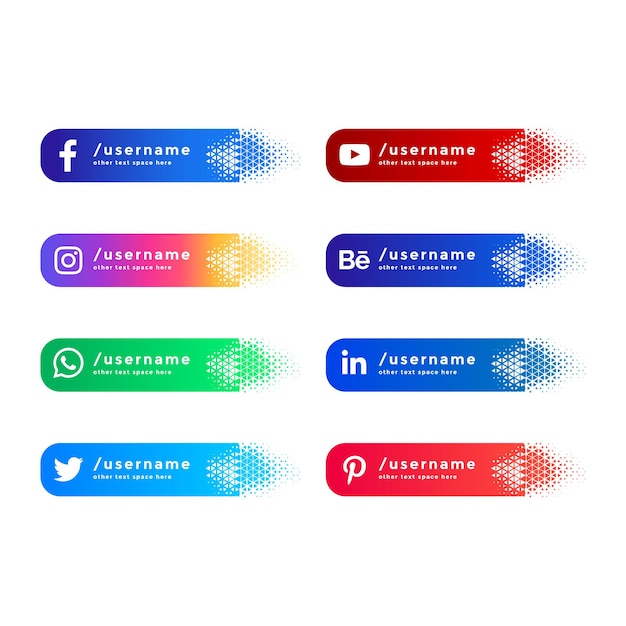 Vector social media button style lower third design