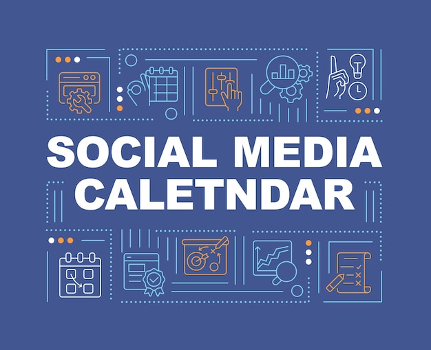 Vector social media calendar word concepts dark blue banner