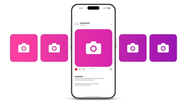 social media carousel post template mockup mobile app interface wit