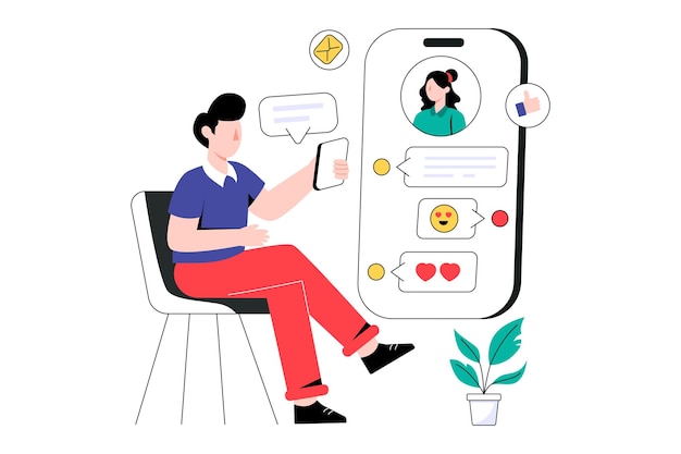 social media chat flat style design vector illustration. stock illustration