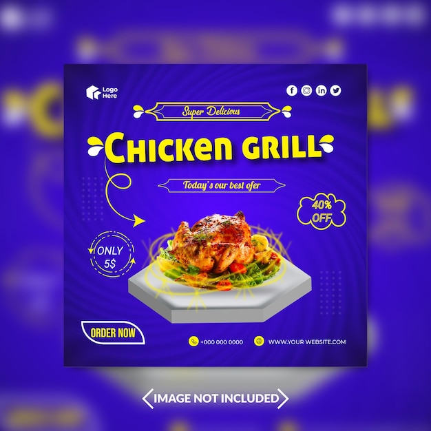 Social media chicken food banner post template