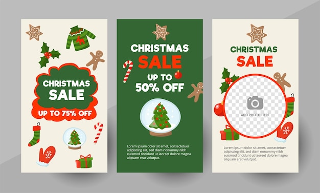 Social media Christmas promo story or post template, editable social media template.