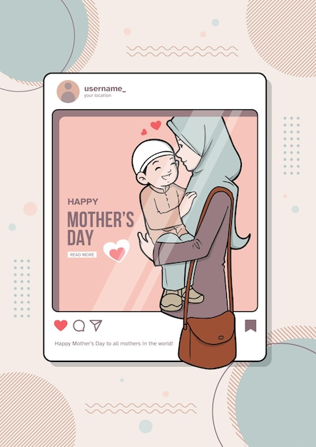 Social media concept happy mothers day