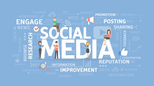 Social media concept illustratie Idee van netwerken en communicatie