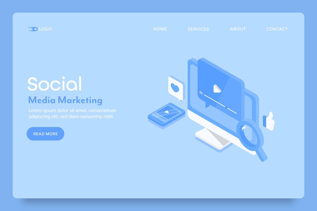 Social media content marketing landing page