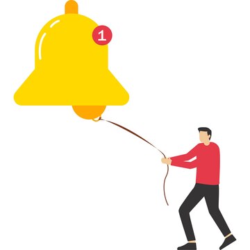 Ring subscription bell to get reminder for new social media content young  woman new subscriber ringing the big bell with notification number 2399121  Vector Art at Vecteezy