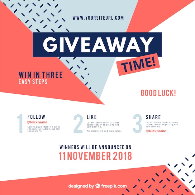 Vector social media contest steps with flat design