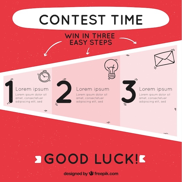Social media contest steps with flat design