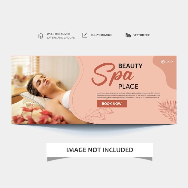 Vettore banner di copertina sui social media per i prodotti cosmetici della beauty spa skin clinic center