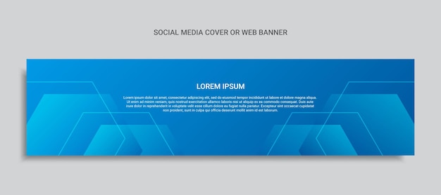 Vector social media cover design or web banner with hexagon shape