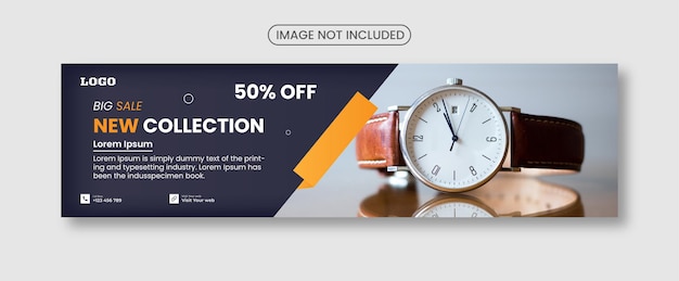 Social media cover. Horizontal web banner template with space for the photo.