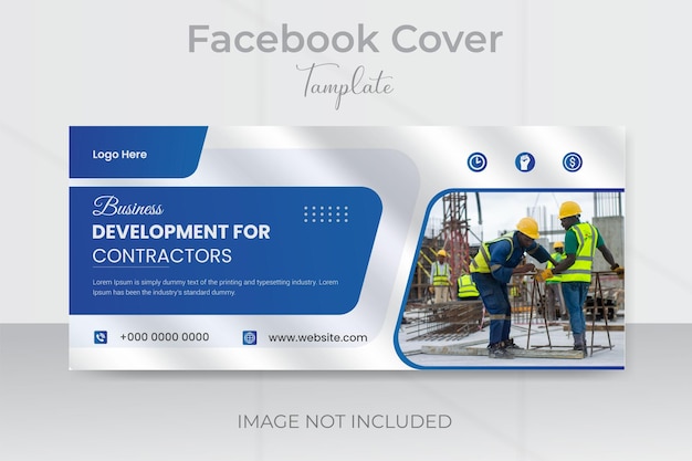 Вектор Шаблон обложки для социальных сетей для строительного домена.