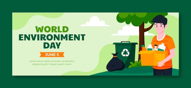 Vettore modello di copertina dei social media per la celebrazione della giornata mondiale dell'ambiente