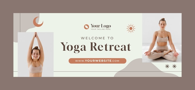 Vector social media cover template for yoga retreat and spa