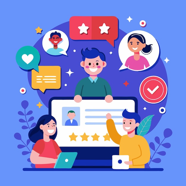 Social media customer review illustration