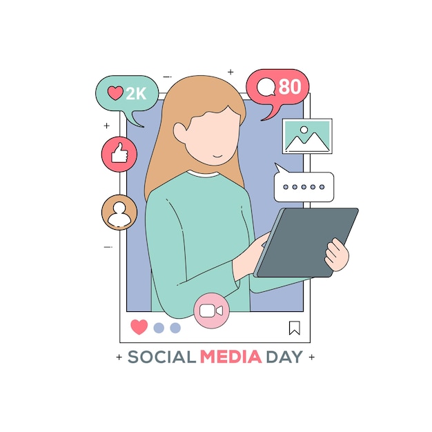 Social media dag illustratie banner viering