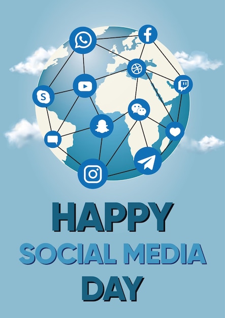 Vector social media day earth template