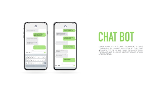 Vettore concetto di design dei social media smart phone con schermata di chat di messaggistica in stile carosello bolle modello sms per comporre dialoghi applicazione chatbot con finestra di dialogo