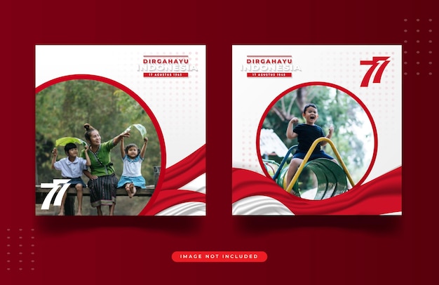 Vector social media design indonesia independence day template