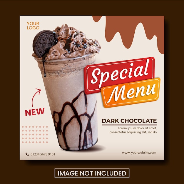 Vector social media design poster beverage special menu discount promo