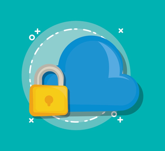 Vector social media design with cloud and padlock icon