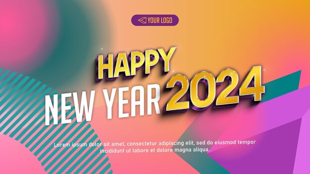 Vettore social media design con un felice nuovo anno 2024 tema