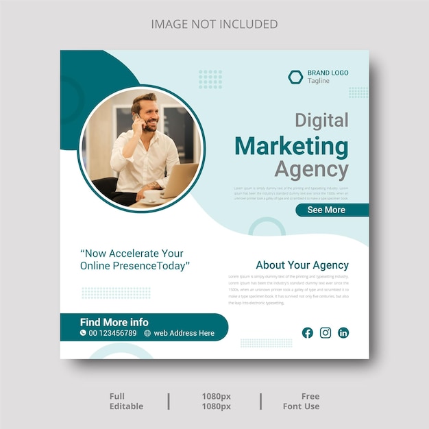 Social Media Digital Marketing Agency Post, Facebook Sale Post Template