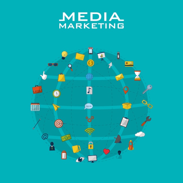 Social media and digital marketing symbols
