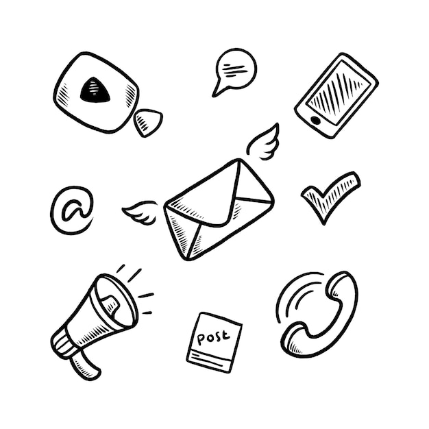 Vector social media doodle icon hand drawn