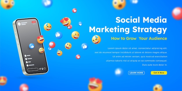 Social media emoji banner marketing seo illustratie x9